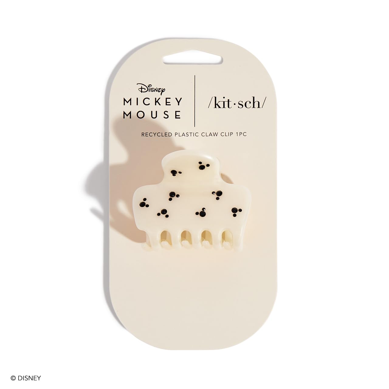 Kitsch & Mickey/Minnie Hair Claw with Rhinestones, Cute and Elegant Claw Clips for Girls, Great for All Hair Types, Recycled Plastic | Ideal Gifts for Women - 1pc (Cream)