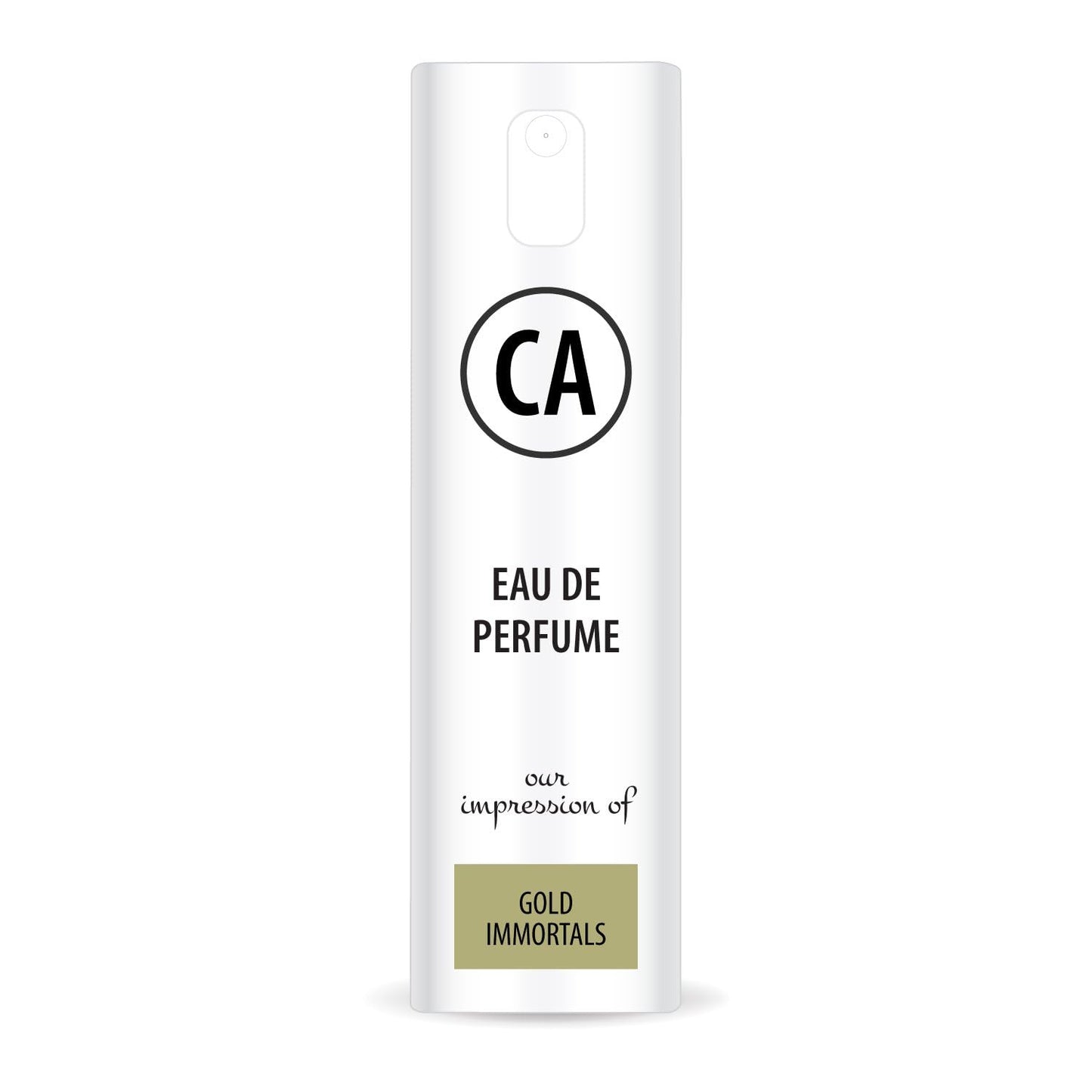 CA Perfume Impression of Gold Immortals Unisex Eau De Parfum Amber Floral Scent Long Lasting Unisex Fragrance Travel Size TSA Ready for Day and Night Wear 0.33 Fl Oz 10ml