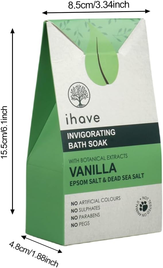iHave Epsom Salt & Dead Sea Salt Bath Soak with Vanilla Essential Oils, Portable Bath Salts Unique Spa Gifts for Her, Ideal Anniversary, Birthday Gifts for Women, Mom, Wife, Girlfriend, Sister, Friend