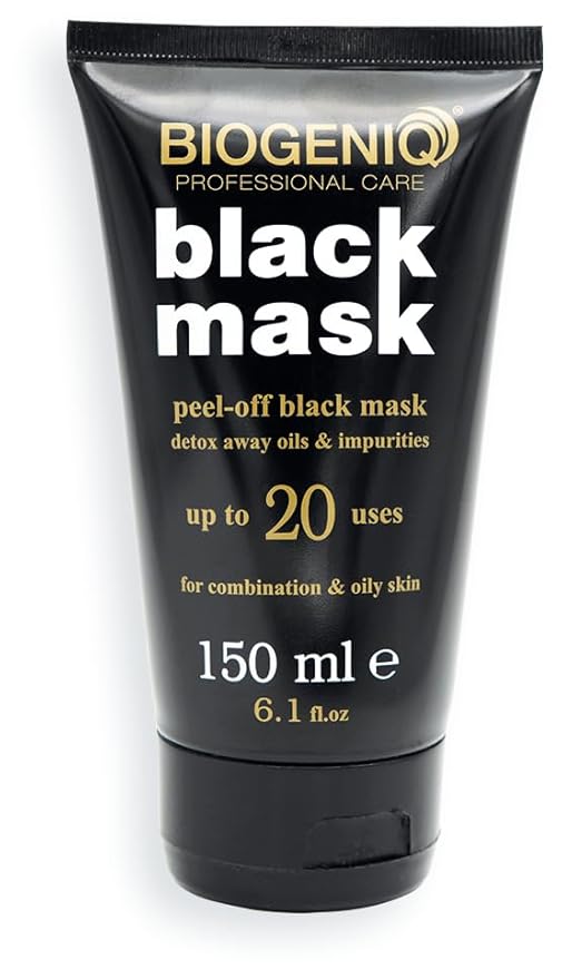 Biogeniq Professional Care Black Mask, Peel-Off, Detox for Oils & Impurities, Up to 20 Uses, 6.1 fl.oz