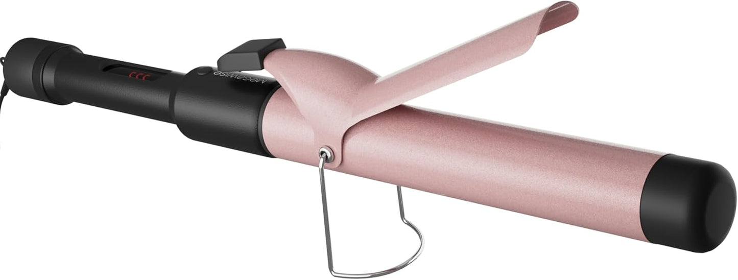 MEGAWISE Pro 1.25 Inch Ceramic Barrel Hair Curling Iron with 60s PTC Fast Heating, Anti-Scald Grip & Tip, Auto Shut Off, 360° Swivel Cord, 2 Clips & Heat-Resistant Glove Included