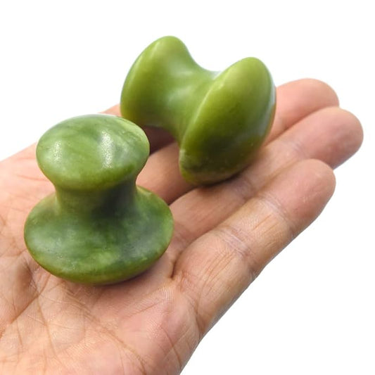 Mushroom Gua Sha Facial Tool, Natural Jade Guasha Massage Scraping Therapy Stone, Face and Eyes Massager for Skin Lift and Puffiness, Body Gua Sha Deep Tissue and Muscle Soreness Relief - 2 Pieces