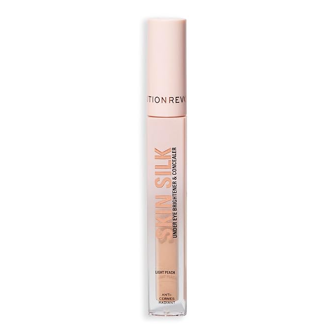 Revolution, Skin Silk Radiant Serum Under Eye Brightener, Hydrates & Smooths Under Eye with Hyaluronic Acid & Squalane, Vegan & Cruelty-Free, Light Peach, 0.13 fl oz