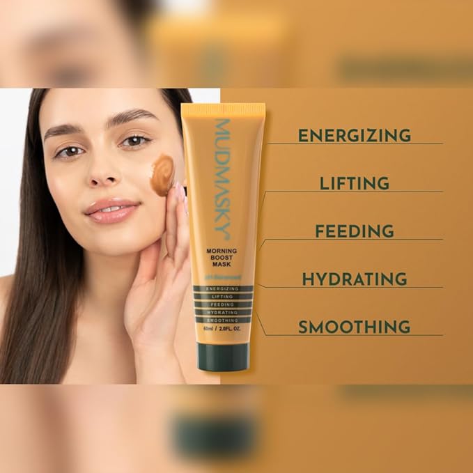 MUDMASKY Morning Boost Mask 60ml – Energizing Clay Face Mask for Beauty & Skin Care, Hydrating & Lifting with Coffee, Moroccan Lava Clay, Indonesian Flowers – Moisturizing & Smoothing