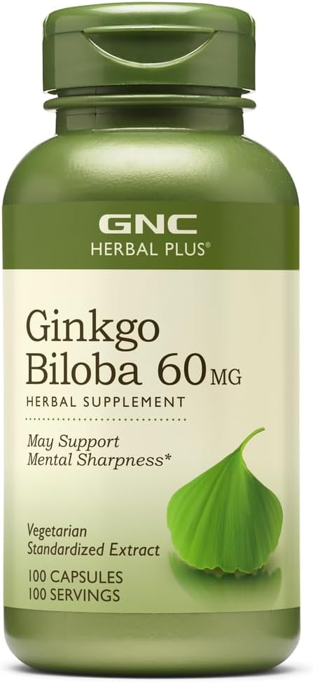 GNC Herbal Plus Ginkgo Biloba 60mg, 100 Capsules,