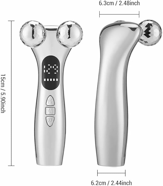 SLANGO 4D Facial Beauty Roller Massager – Double-Ball Neck Lifting Device with 12 Massage Modes & 5 Vibration Levels for Face & Body Sculpting (White)