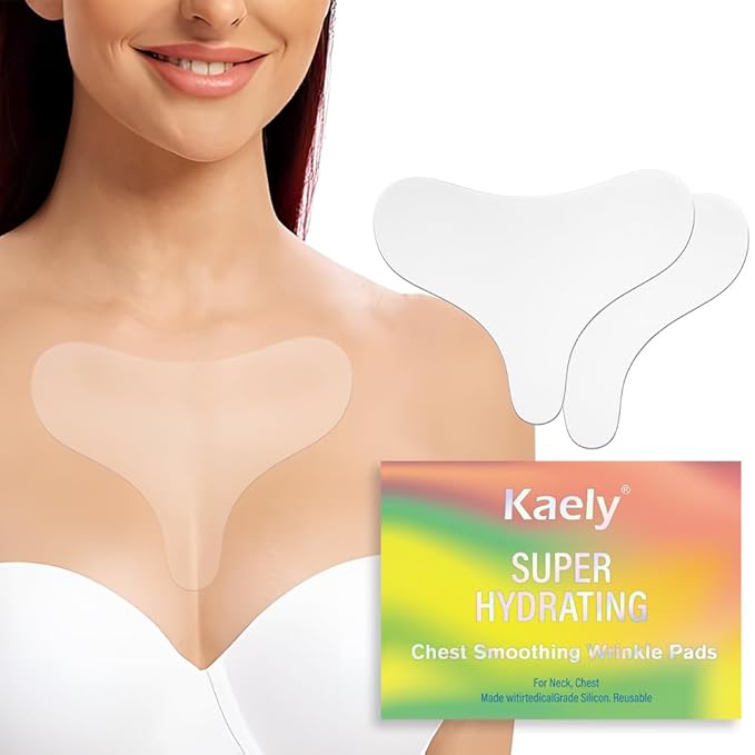 evpct 2Pcs Silicone Chest Smoothing Wrinkle Pads Reusable, Silicone Anti Chest Wrinkle Patches Reusable for Chest Wrinkles Overnight, Décolleté Chest Wrinkle Pillow Pads for Smoother, Size L- T Type