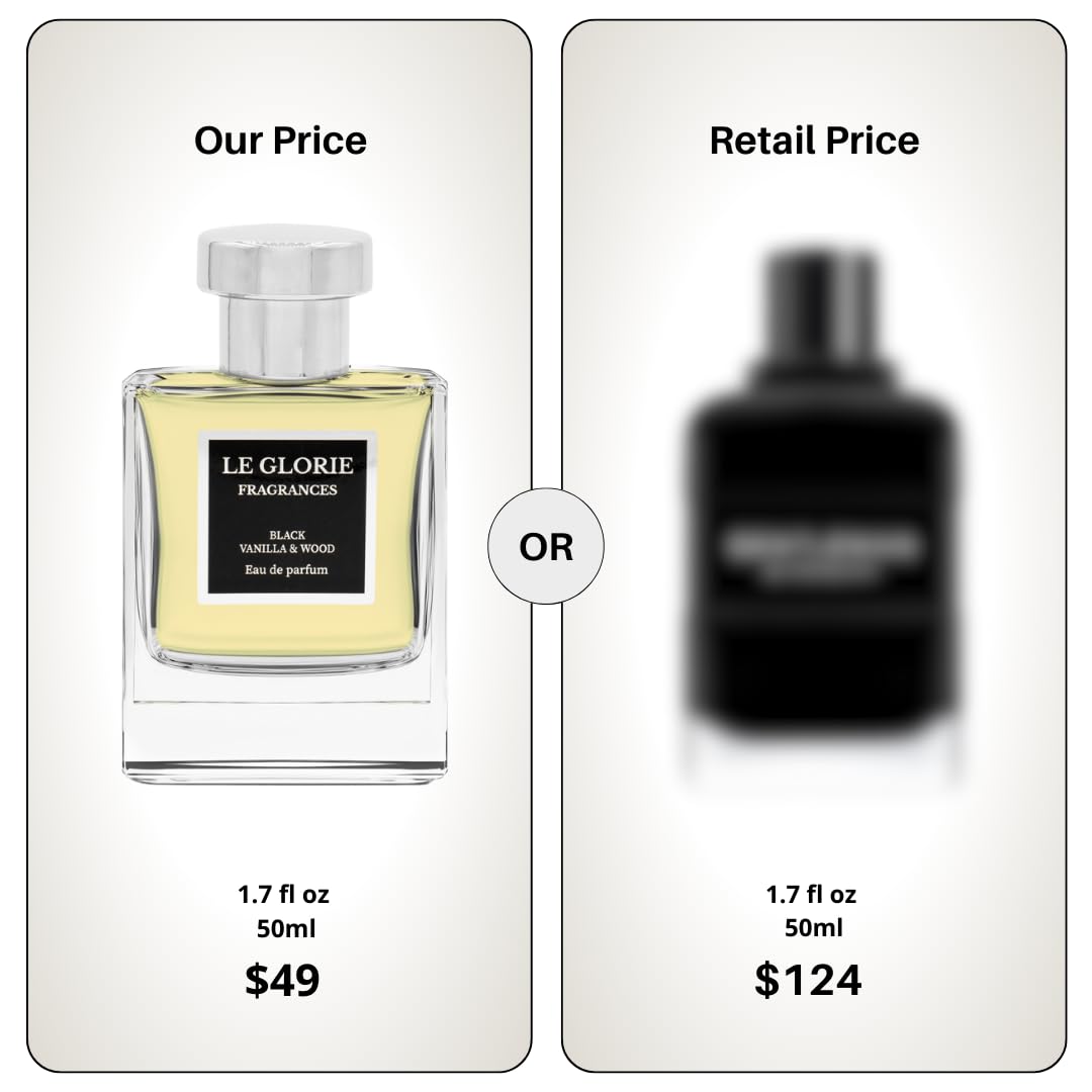 Inspired by G.venchy's Gentleman Eau de parfum, Black Vanilla & Wood EDP, Long Lasting 12-14 Hours Perfume Spray for Men, All Skin Types, Cruelty Free - 0.33 Fl oz 10ml