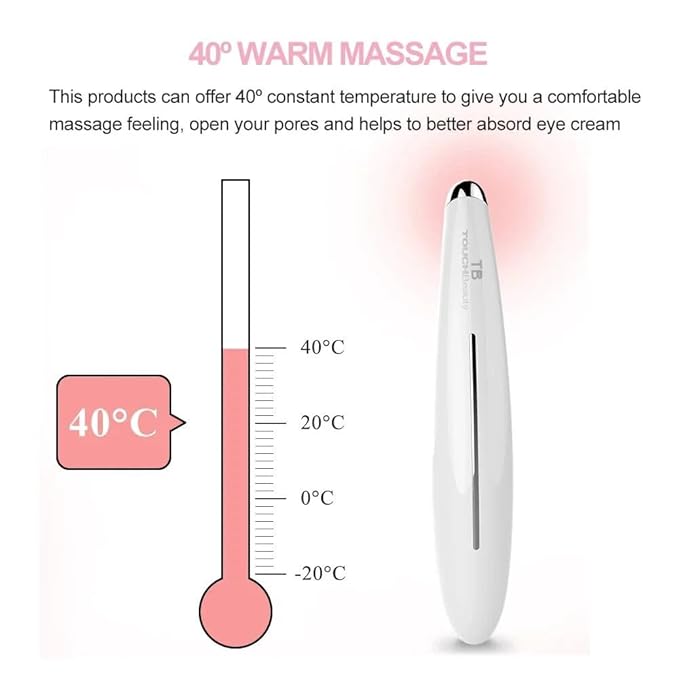 TOUCHBeauty Electric Eye Massager for Dark Circles, Puffiness, Fine Lines/Wrinkle, Crow's Feet and Bags Under Eyes with Sonic Vibration & Heating