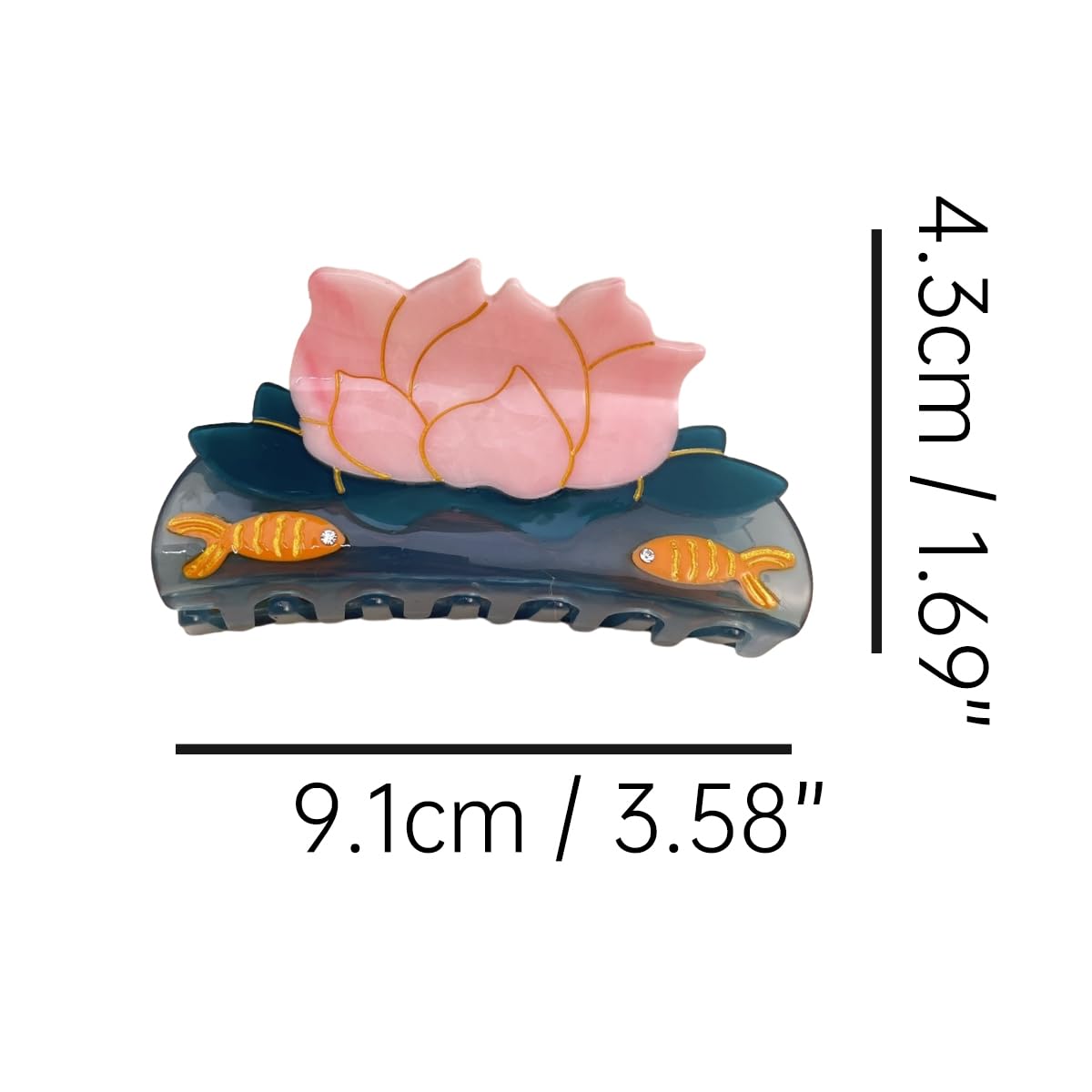 Fish and Lotus Hair Clip,Acetate Hair Claw,Small Hair Clips for Women