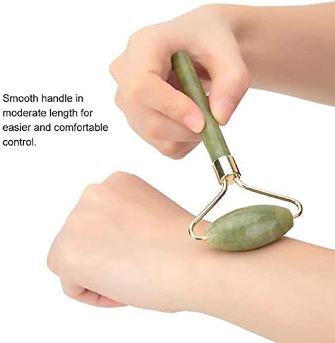 Jade Gua Sha Facial Massager Set - 5 in 1 Skin Care Tools with Roller and Massager