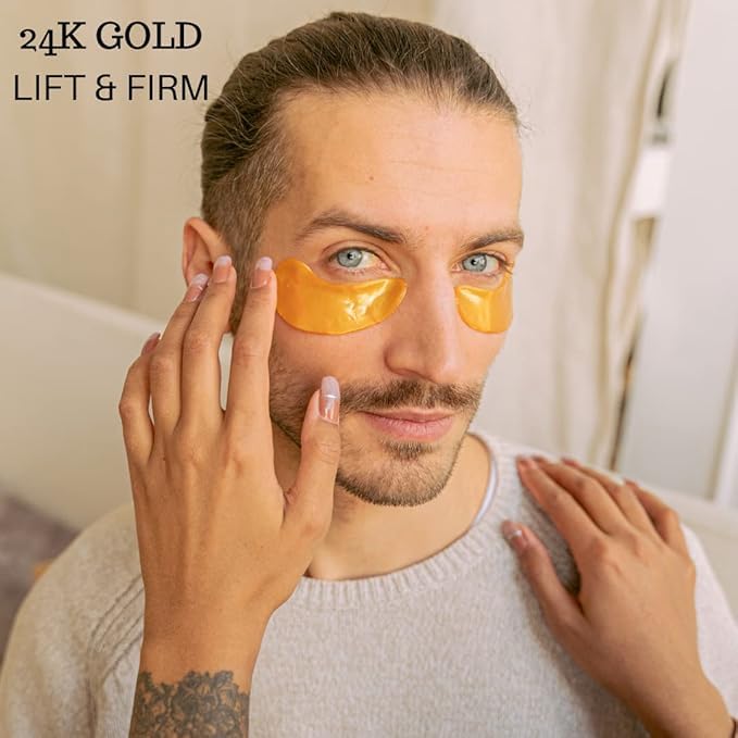 Under Eye Mask Gold Pairs - Reduce Dark Circles, Puffy Eyes, Undereye Bags, Wrinkles - Gel Under Eye Patches - Gifts for Men & Women - Vegan Cruelty Free