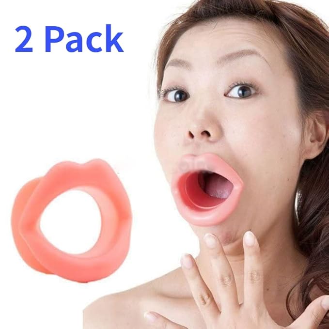 (2 Pack) Face Slimmer,Icanwin Silicone Rubber Face CareFace-Lift Slimmer Exercise Mouth Piece Muscle Anti Wrinkle Lip Trainer Mouth Massager Exerciser Mouthpiece