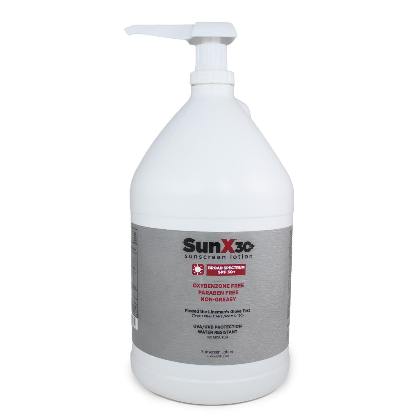 CoreTex Sun X 30+ SPF Broad Spectrum Sunscreen Lotion - 1 Gallon Jug & Pump Bottle of Paraben, Oxybenzone, Octinoxate, & Oil Free Sunscreen - No White Cast and Water & Sweat Resistant Up to 80 Minutes