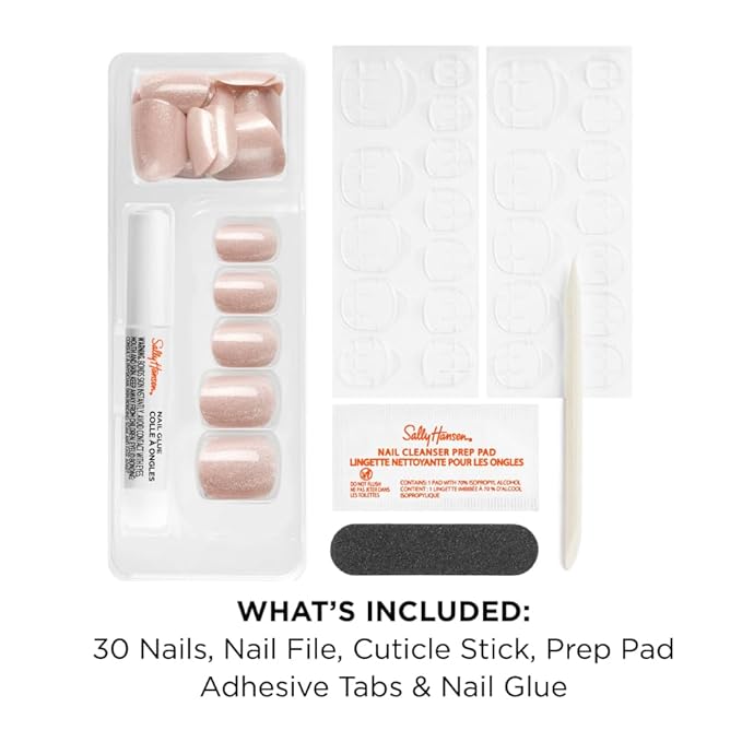 Sally Hansen Instant Cuticle Remover and Salon Effects Lost in the Frost Press On Nails Kit, Nail Care and Manicure Set
