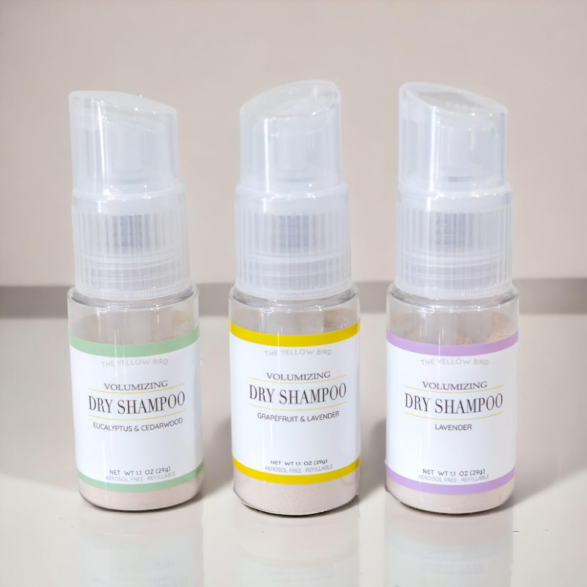 The Yellow Bird Natural Powder Dry Shampoo – Non Aerosol Pump Spray, Healthy, Volumizing Hair Refresh for Women & Men | Organic Ingredients | Lavender Oil Scented | Made in USA