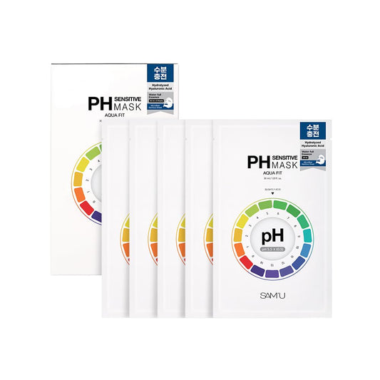 SAM’U PH Sensitive Aqua Fit Face Mask – Hydrating & Soothing Vegan Sheet Mask with Hyaluronic Acid and Panthenol, Bamboo Fiber, Travel-Friendly Korean Skincare (5 Sheets)