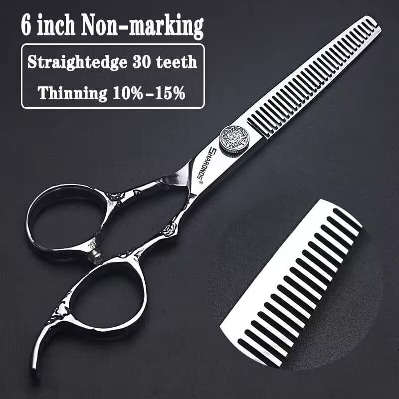 6/7-Inch Professional Hair Scissors Haircut Rose Pattern Hair Scissors Styling Tools Japanese Stainless Steel Scissor Set (6-inch -3pc)