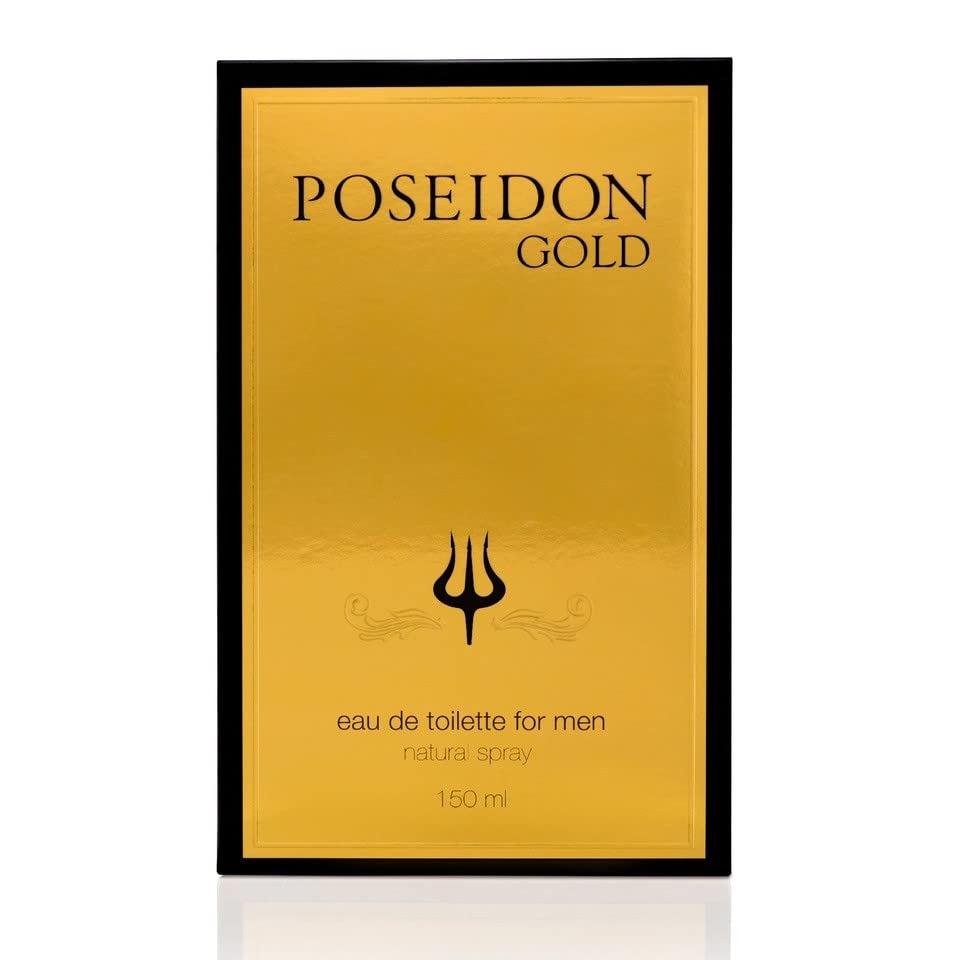 Instituto Español Poseidon Gold Eau de Toilette for Men, Sophisticated and Harmonious Scent for the Modern Man, 150 ml / 5.1 fl oz Spray Bottle, Made in Spain