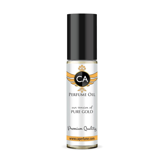CA Perfume Impression of Pure Gold for Women Fragrance Oil Floral Fruity Scent Long Lasting Perfumes for Women Travel Size TSA Ready Mini Parfum Body Oil Roll-on 0.33 Fl Oz 10ml