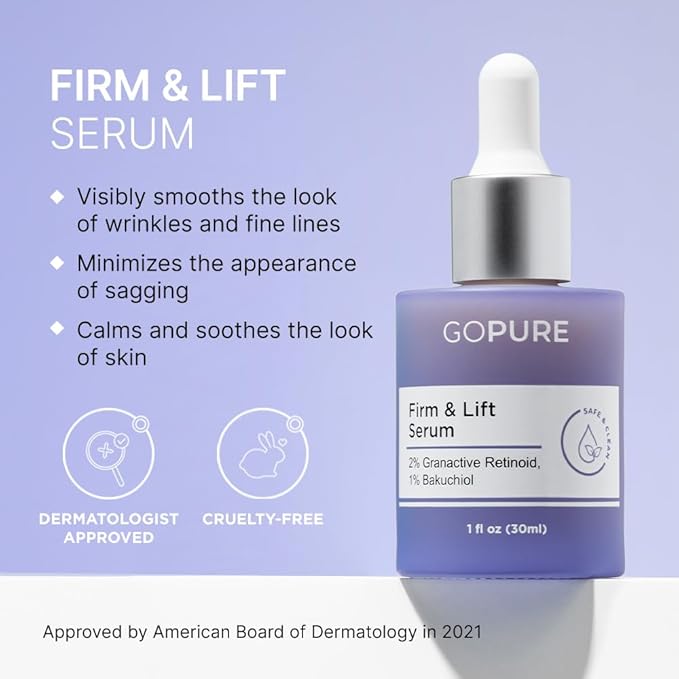 goPure Ultimate Firming Set - Skincare Routine for Firmer-Looking Skin, 4 Piece Set Includes Tightening Neck Cream, Hydrating Eye Cream, Anti-Aging Moisturizer and Firming Retinol Serum
