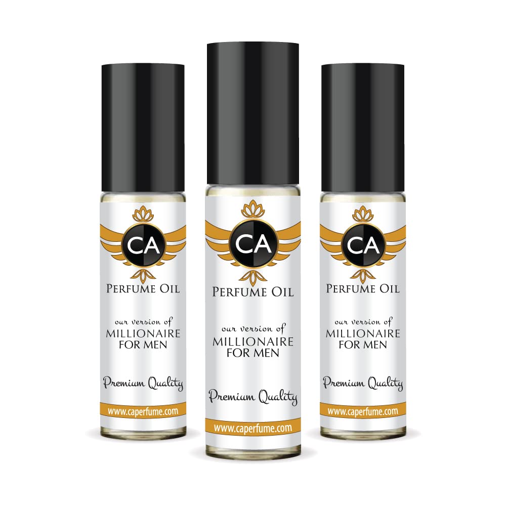CA Perfume Impression of Paco R. Millionaire For Men Replica Fragrance Body Oil Dupes Alcohol-Free Essential Aromatherapy Sample Travel Size Concentrated Long Lasting Attar Roll-On 0.3 Fl Oz-X3
