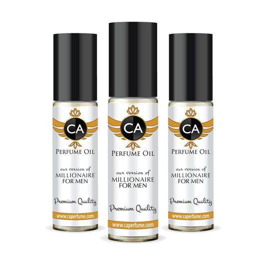 CA Perfume Impression of Paco R. Millionaire For Men Replica Fragrance Body Oil Dupes Alcohol-Free Essential Aromatherapy Sample Travel Size Concentrated Long Lasting Attar Roll-On 0.3 Fl Oz-X3