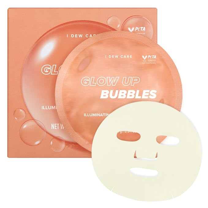 I DEW CARE Face Sheet Mask - Glow Up Bubbles | Vitamin and Niacinamide, Daily Skin Care,Facial Treatment, Illuminating, Detox, Moisturizing, Korean Sleeping Face Mask, Hydartion, Anti Wrinkle, 5ea
