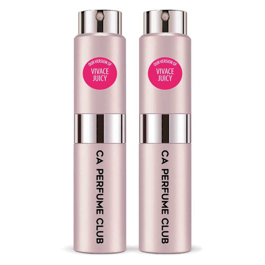 CA Perfume Impression of Joyous Juicy for Women Floral Fruity Gourmand Scent Long Lasting Perfumes for Women Eau De Parfum Travel Size Refillable Atomizer Spray 0.27 Fl Oz 8ml (Pack of 2)