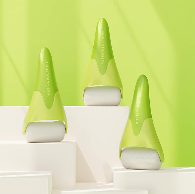 ROSELYNBOUTIQUE Ice Roller for Face Wrinkles Fine Lines Puffiness Stick Massager Facial Skin Care Tools Self Care Gifts for Men Women (Lime)