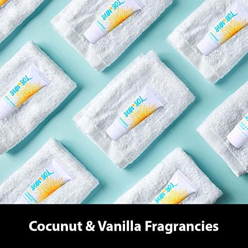 Sun + Sol Luxurious Hand & Body Lotion With Warm Coconut & Vanilla Fragrances, Travel Size Toiletries, Mini Hotel Amenities
