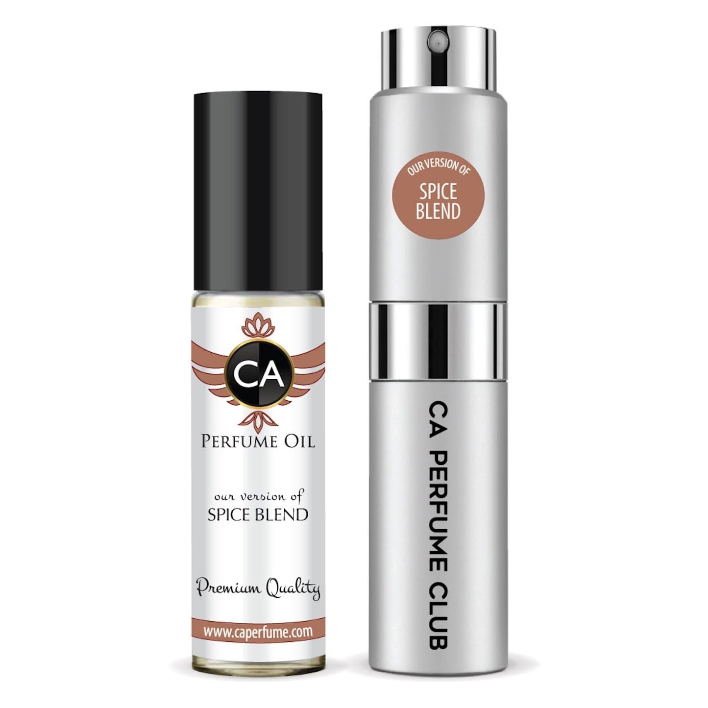 CA Perfume Duo Impression of Spice Blend For Women And Men Perfume Layering Set Long Lasting Travel Size EDP + Body Oil Roll-On Bottle 0.27 Fl Oz+0.33 Fl Oz