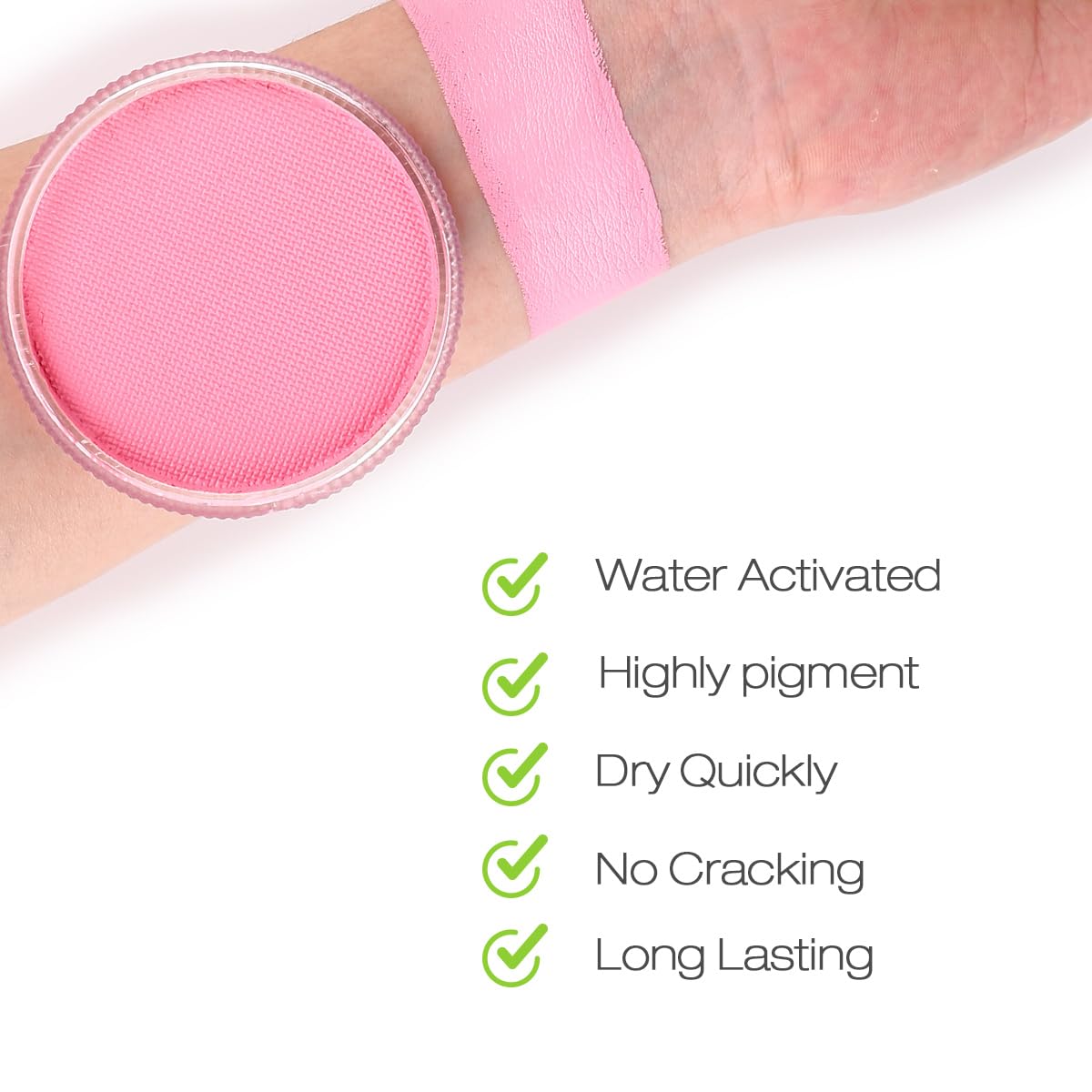 Bowitzki 30g Professional Face Paint Body Paint Water Based Face painting Makeup Safe for Kids and Adults Split Cake Single Color (Light Pink)