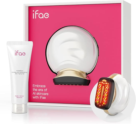 Microcurrent Facial Device Face Lift: iFae 3 in 1 Light Therapy for Face, Portable Face Lift Device for 90 Seconds Lifting, Tightening, Skin Rejuvenation Anti-Aging Wrinkle Skin Salon at Home (White)