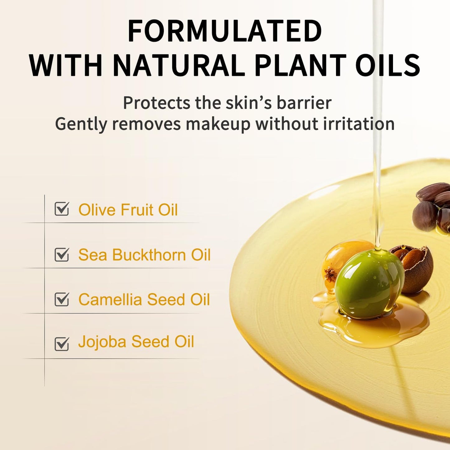 Makeup Remover Cleansing Balm - Waterproof Makeup Remover Balm with Sea Buckthorn Oil, Instantly Melts Waterproof Mascara & Long-Wear Makeup, No Residue