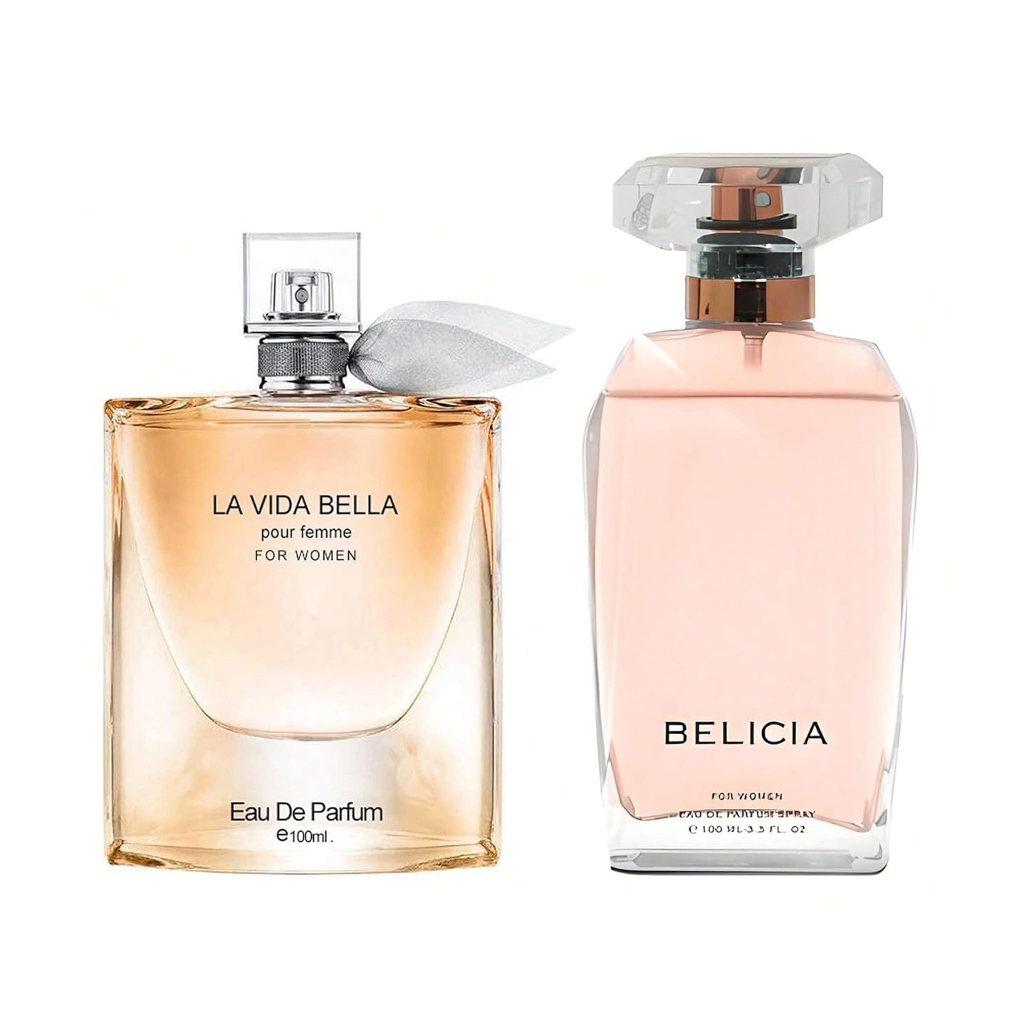 Women's Perfume La Vida Bella& Belicia Combo Set Eau De Parfum Long Lasting Fragrance 3.4 Fl Oz Spray Each for Daily Used