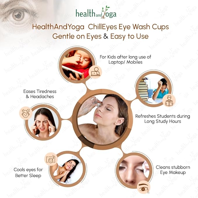 HealthAndYoga™ ChillEyes Transparent Glass Eye Wash Cup - Effective Eye Rinse and Cleansing – Eco-Friendly, Non-Reactive, Safe and Comfortable (Clear - Set of 2)