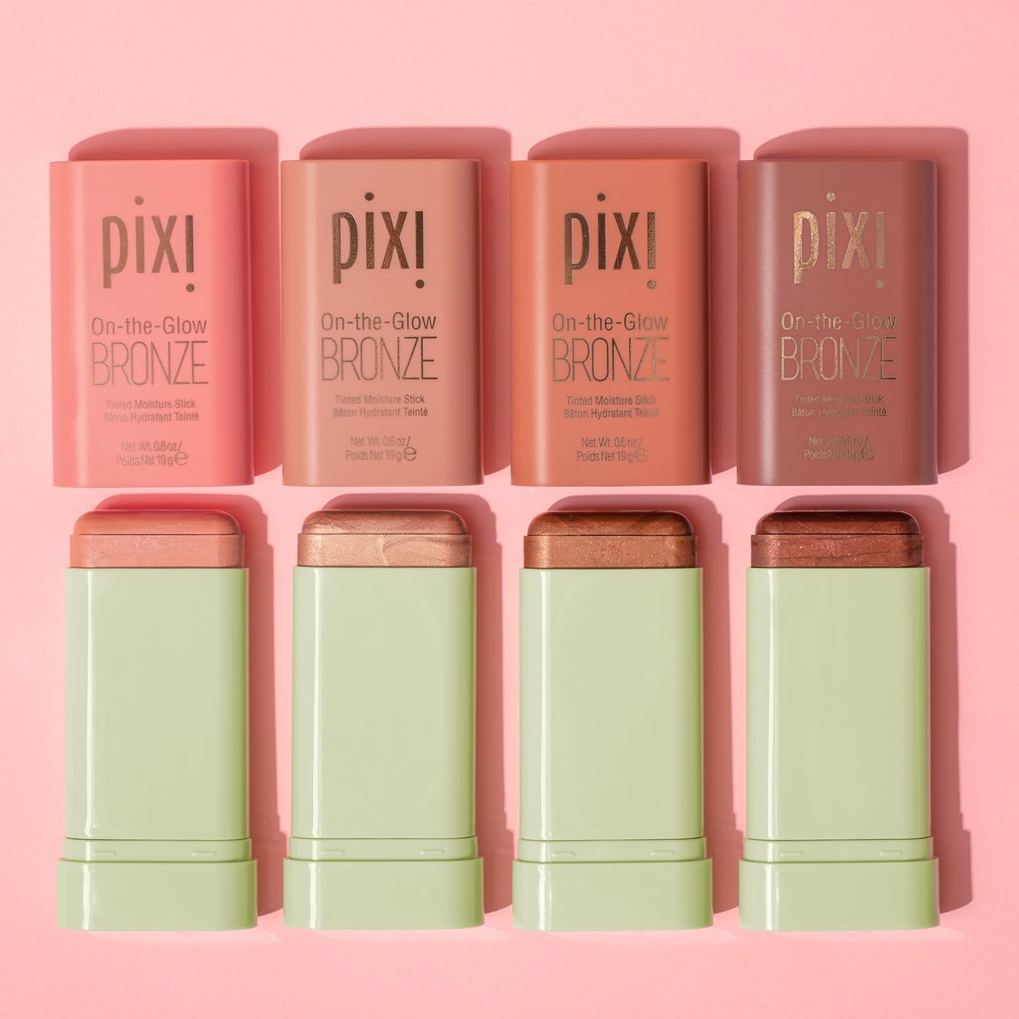 Pixi Beauty Radiance Ready On-the-Glow Trio | Hydrating Hydrating Tinted Moisture Stick Blush, Bronzer, and Highlighter Set | Travel Size, Vegan, and Paraben-Free