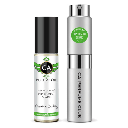 CA Perfume Duo Impression of Peppermint Spark For Women And Men Perfume Layering Set Long Lasting Travel Size EDP + Body Oil Roll-On Bottle 0.27 Fl Oz+0.33 Fl Oz