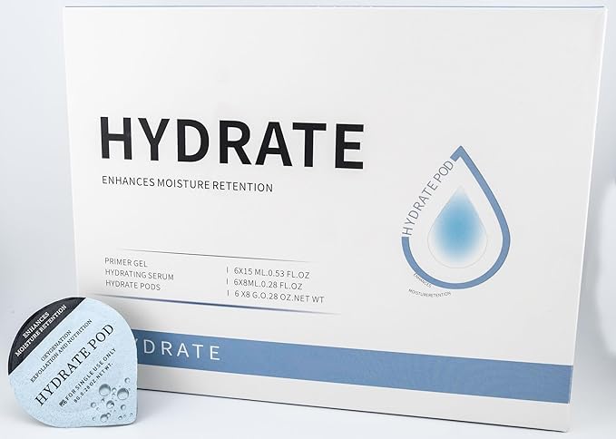 Hydrate - Oxygen Facial CO2 Therapy, Home Facial, 6 Pods + 6 Primer Gel + 6 Serum After Treatment (New Formula Less Foam)