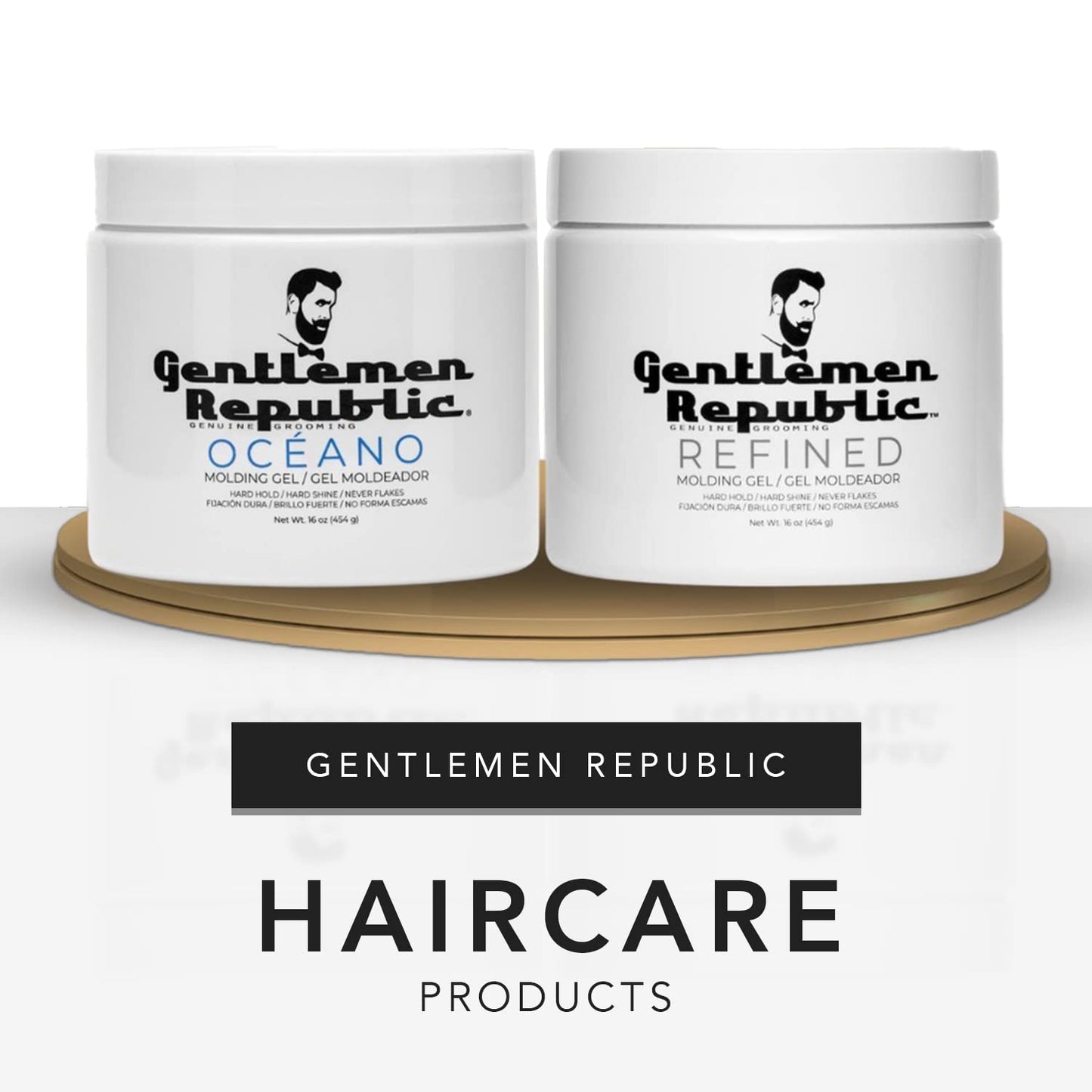 Gentlemen Republic 16oz Refined & Oceano Hair Gel for Men - Provides 24 Hour High Hold & Shine - Premium Mens Hair Styling Products