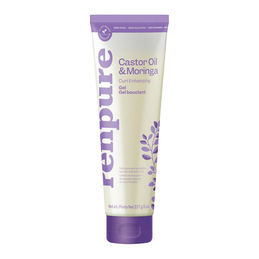 Renpure Castor Oil & Moringa Curl Gel - Curl Enhancing Gel - For Smooth, Defined & Frizz-Free Curls -With Castor Oil & Moringa Seed Oil - For Wavy to Curly Hair - 8 Fl Oz