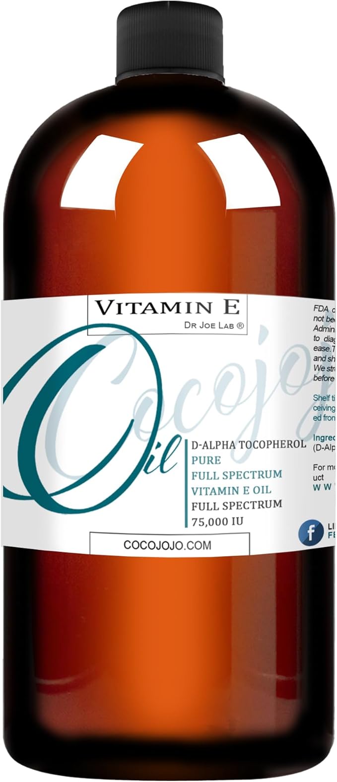 Vitamin E Oil - Pure & Undiluted, Full Spectrum, Alpha Tocopherol, 75,000 IU - 32 oz - for Skin, Hair, Nails, Body Care Hydrating Rejuvenating Skin Moisturizer Oil