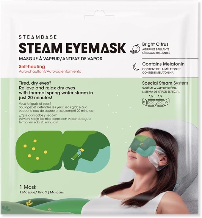 Epielle Steam Eye Mask Pack of 12 for Dry Eyes and Puffiness Helping Sleep with Melatonin Steam Moisture Self Heated from Korea