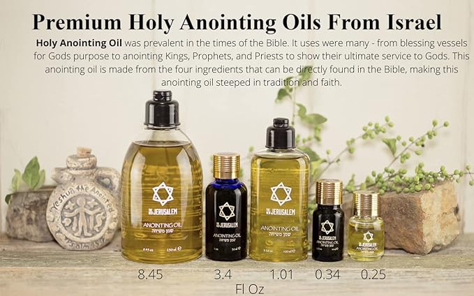 Holy Anointing Oil from Israel, Holy Spiritual Oils Bottles from Jerusalem Blessed, Handmade with Natural Ingredients and Blessed for Wedding Ceremony, Religious Use, 8.45 Fl Oz