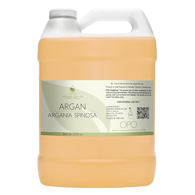 Deodorized Argan Oil - 128 oz/ 1 Gallon Pure, Morocco, Partially Filtered, Unscented, Non-GMO, Vegan, Carrier Oil for Skin, Hair, Face Body- Hydrating, Nourishing, Soothing - DIY, Soaps, Creams