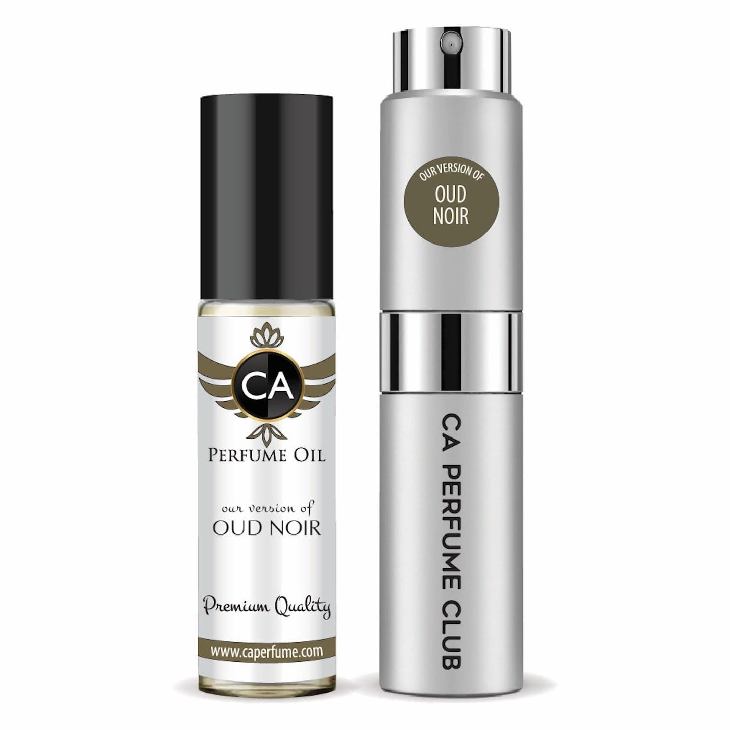 CA Perfume Duo Impression of Oud Noir For Men Perfume Layering Set Mens Cologne Long Lasting Travel Size EDP + Body Oil Roll-On Bottle 0.27 Fl Oz+0.33 Fl Oz
