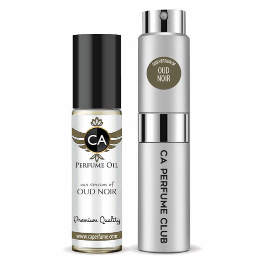 CA Perfume Duo Impression of Oud Noir For Men Perfume Layering Set Mens Cologne Long Lasting Travel Size EDP + Body Oil Roll-On Bottle 0.27 Fl Oz+0.33 Fl Oz