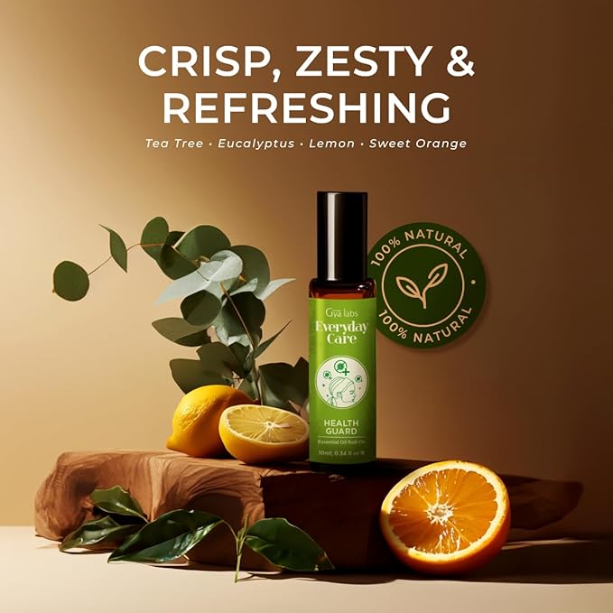 Gya Labs Health Guard Essential Oil Roll on - Protective On Guard Essential Oil Roller - 100% Pure Natural, Aromatherapy Blend with Tea Tree & Eucalyptus, Travel Size (0.34 Fl Oz)