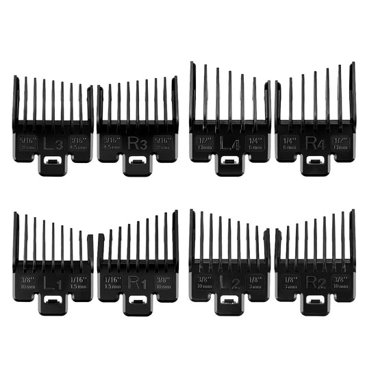 Fade Guide Set Compatible with Most Wahl Clippers, Taper Guards Replacement 4 Sets, Black Color